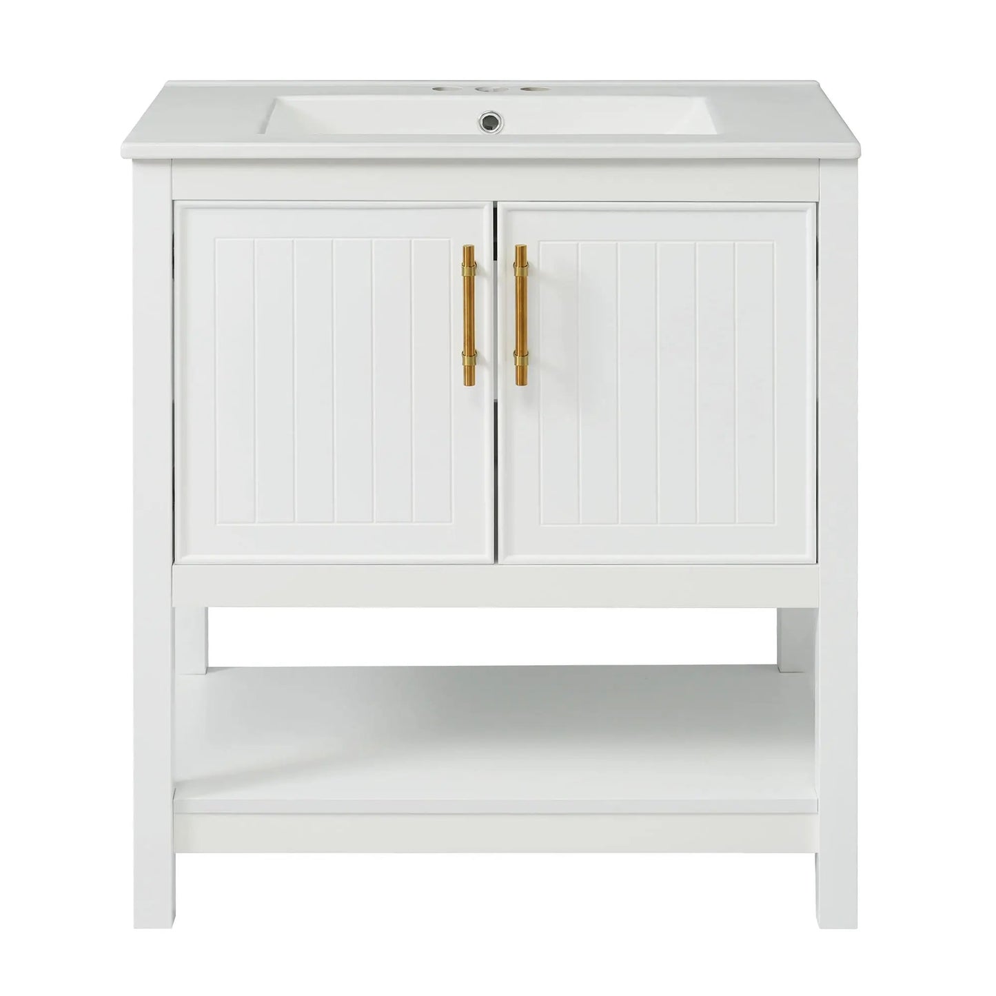 Elegant Vanity with Ceramic Sink and Storage
