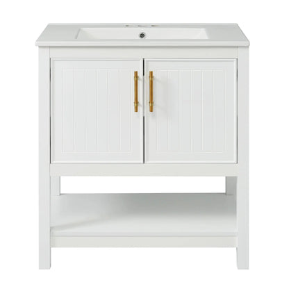 Elegant Vanity with Ceramic Sink and Storage