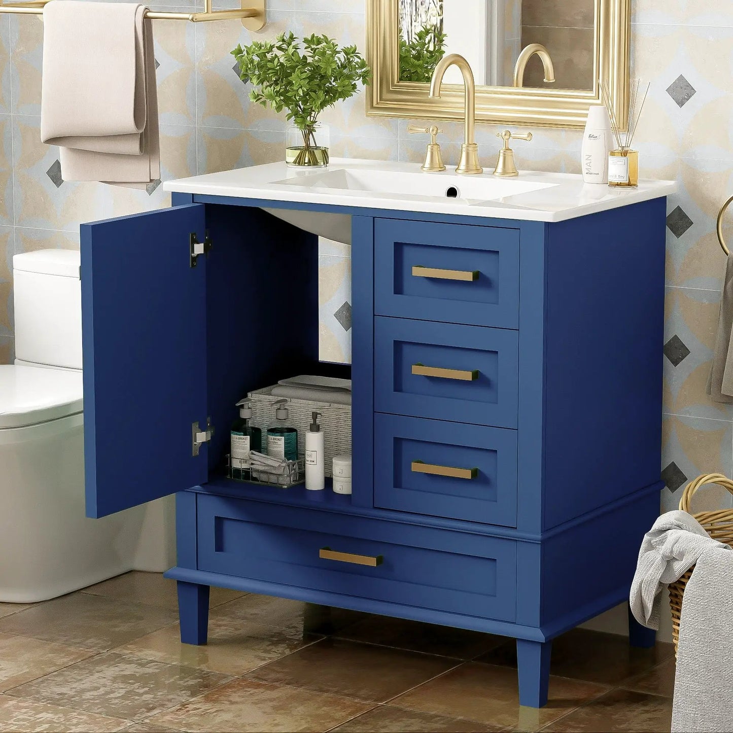 Bathroom Vanity With Sink Solid Wood Cabinet