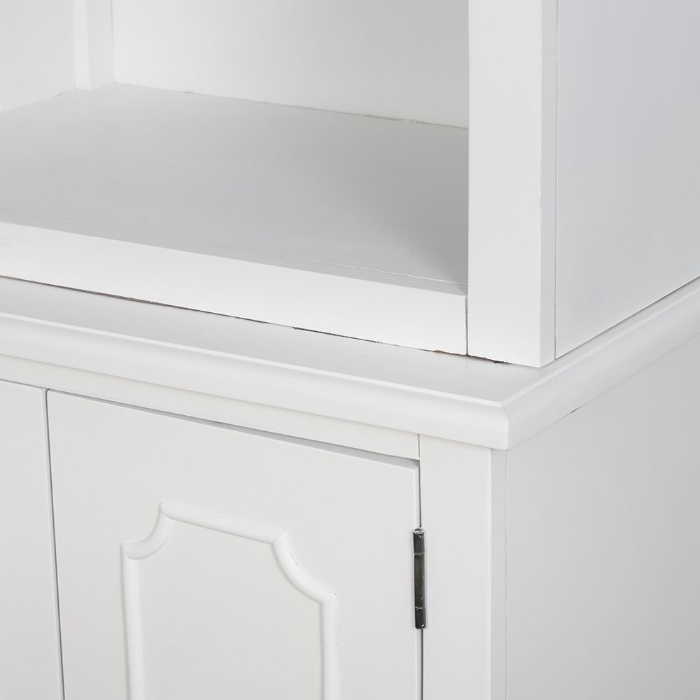 White French Country acacia bookcase with open shelf and lower cabinet door HouseOfZazla on Tampa Home & Garden Store