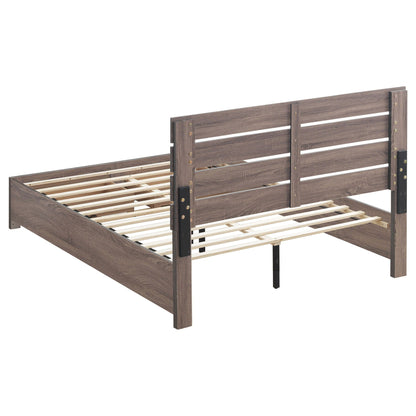 Geary panel bed by HouseOfZazla in dark brown wood with slatted headboard and rails on Tampa Home & Garden Store