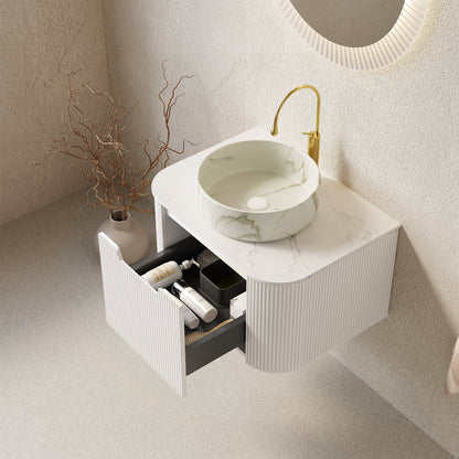 Dina 24 in vanity with ceramic basin by HouseOfZazla, marble countertop, gold faucet on Tampa Home & Garden Store