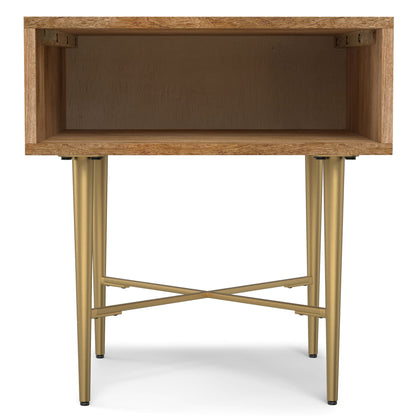 End table Fallon with natural wood top and gold iron base by HouseOfZazla on Tampa Home & Garden Store