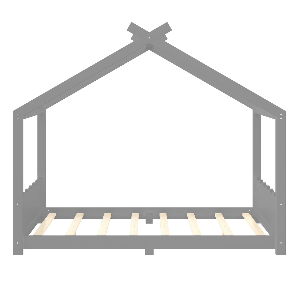 Full House Floor Bed with Support Slats gray frame with wood slats by HouseOfZazla on Tampa Home & Garden Store