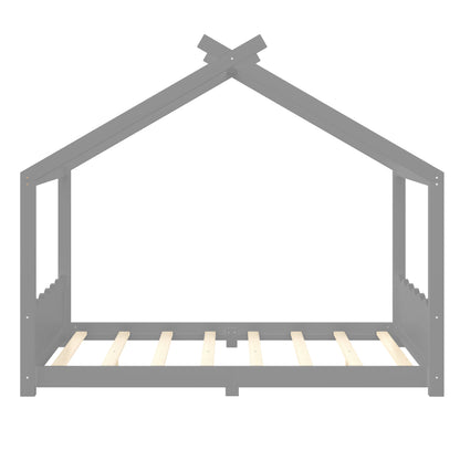 Full House Floor Bed with Support Slats gray frame with wood slats by HouseOfZazla on Tampa Home & Garden Store