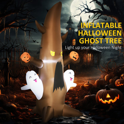 5ft inflatable Halloween ghost tree with white ghosts and pumpkins against a night scene on Tampa Home & Garden Store