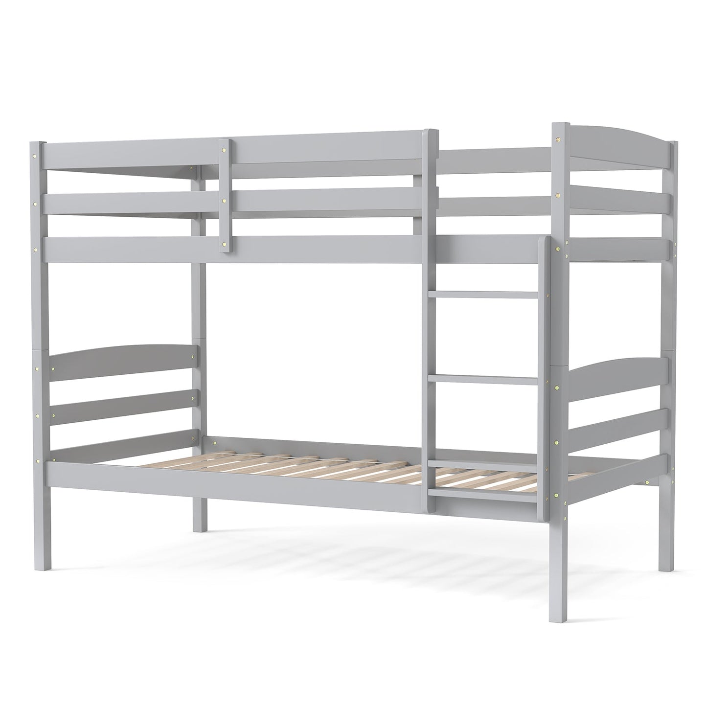 Litera doble de madera maciza con barandillas altas y escalera integrada - Espresso