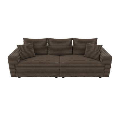4 Seat Modern Comfy Upholstered Sofa Cloud Couch brown ribbed fabric HouseOfZazla on Tampa Home & Garden Store