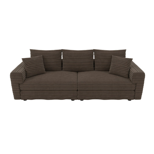 4 Seat Modern Comfy Upholstered Sofa Cloud Couch brown ribbed fabric HouseOfZazla on Tampa Home & Garden Store