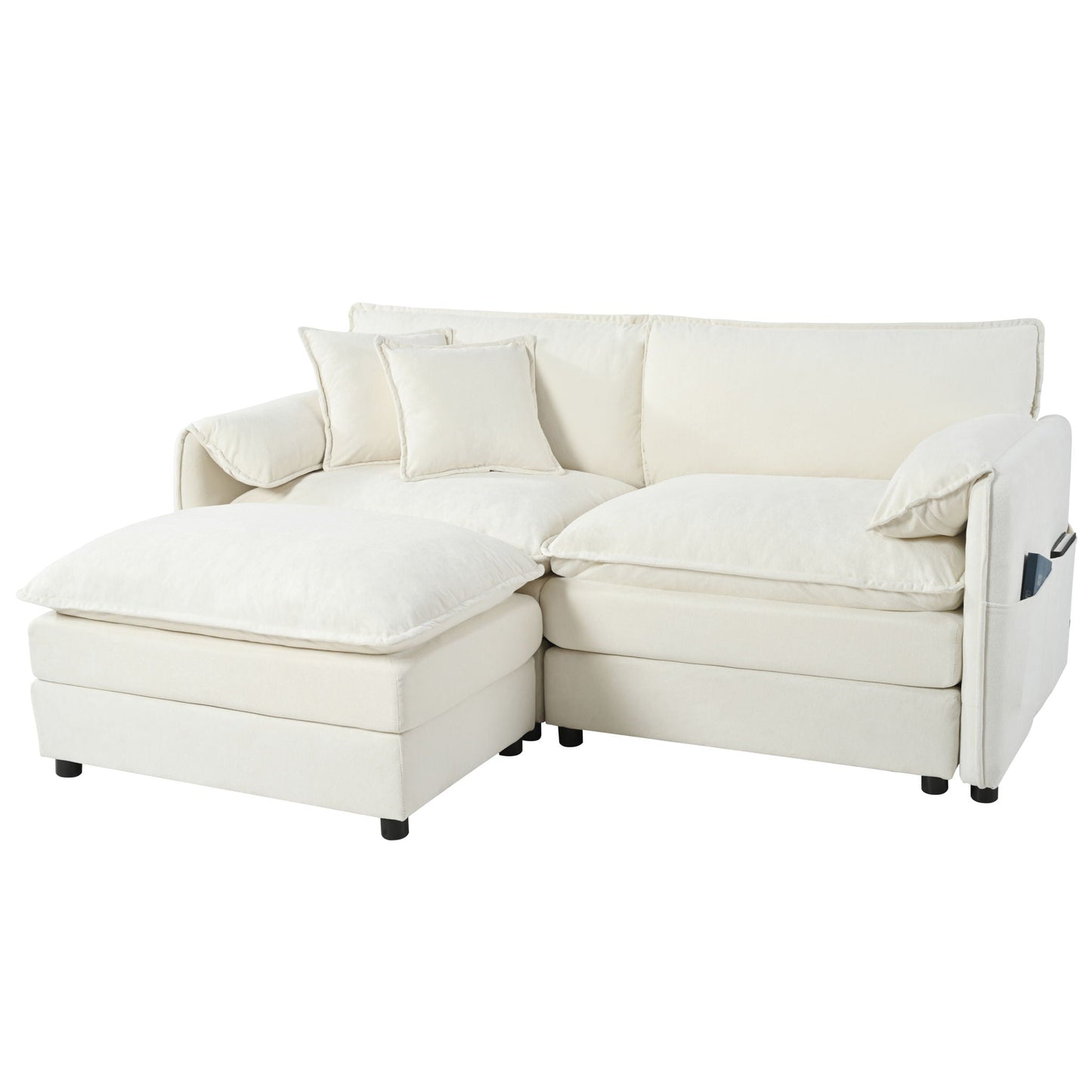 Cloud Couch modular sectional sofa in cream fabric with ottoman by HouseOfZazla on Tampa Home & Garden Store
