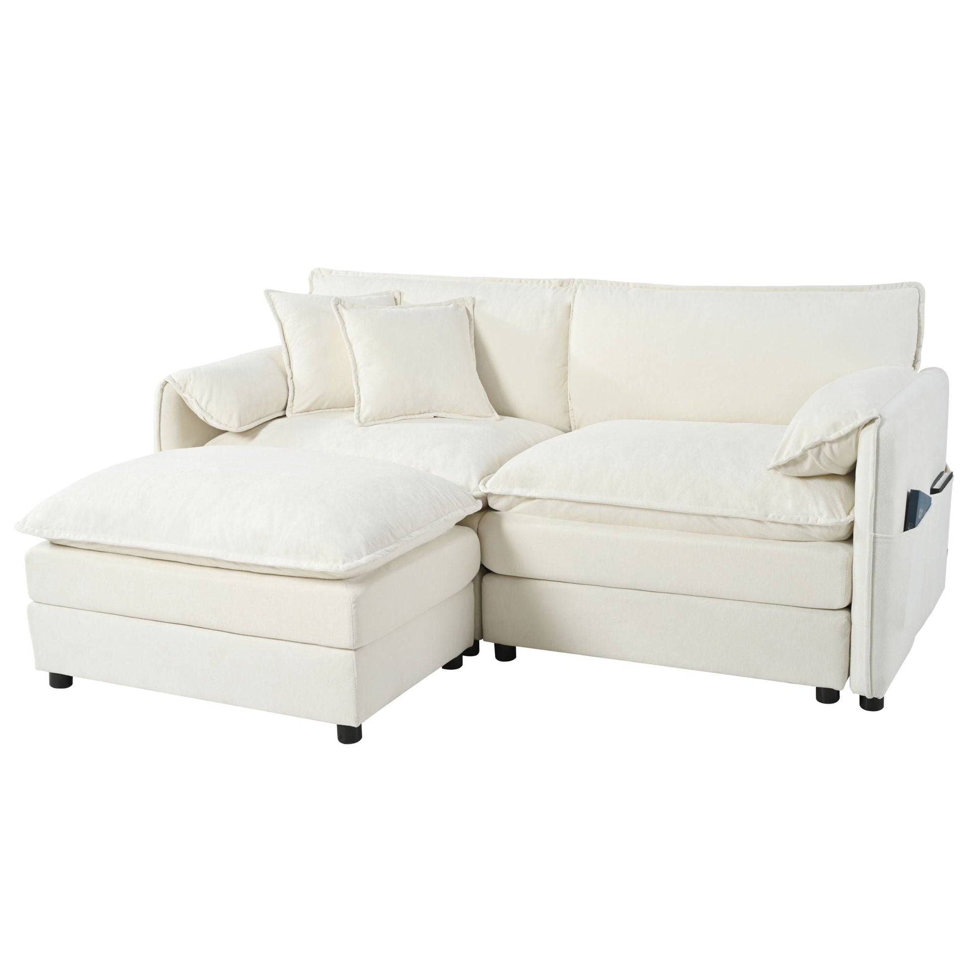 Cloud Couch modular sectional sofa in cream fabric with ottoman by HouseOfZazla on Tampa Home & Garden Store