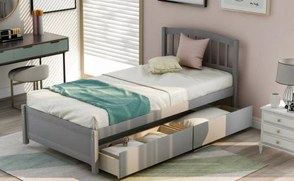 Wood Platform Storage Bed With Two Drawers