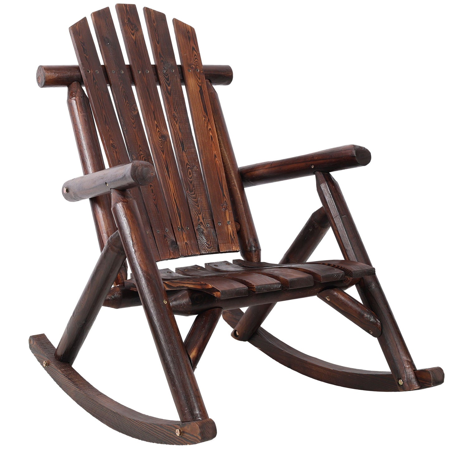 Durable Wooden Porch Rocker Fir Log Rocking Chair by HouseOfZazla dark stained wood on Tampa Home & Garden Store