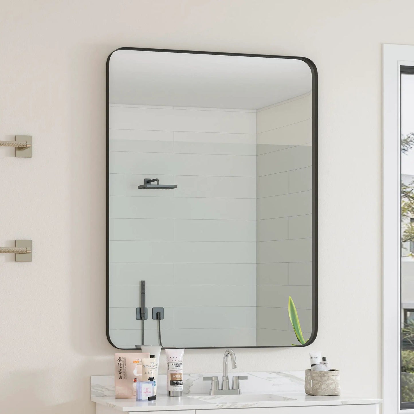 Rectangular Wall Mirror with Metal Frame