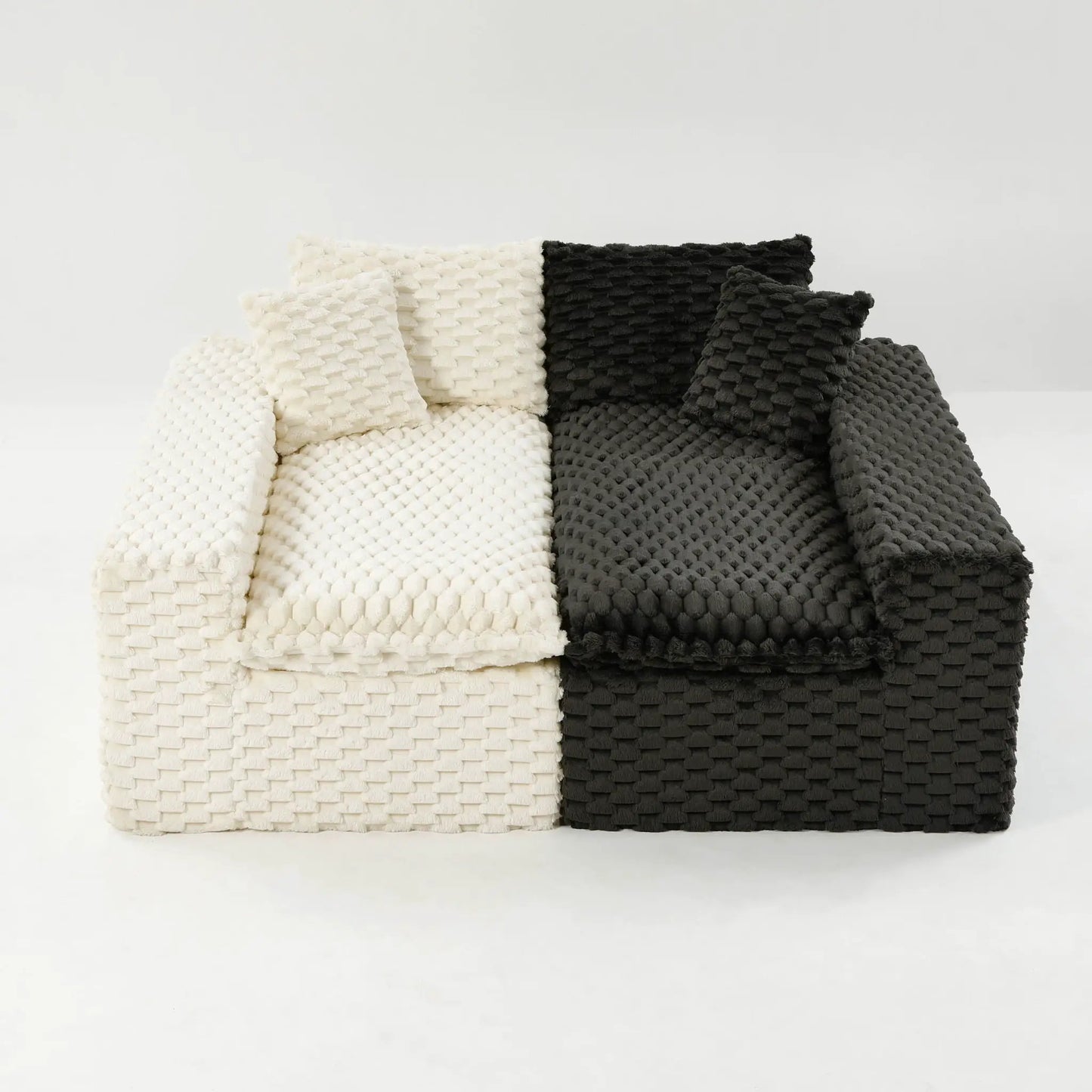Luxury Multifunctional Sofa For Living Room cushions set in cream and charcoal woven textures on Tampa Home & Garden Store