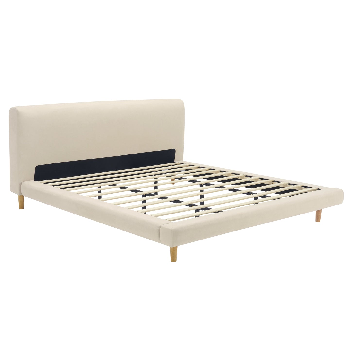 King Size Beige and Chunky Upholstered Bed Frame