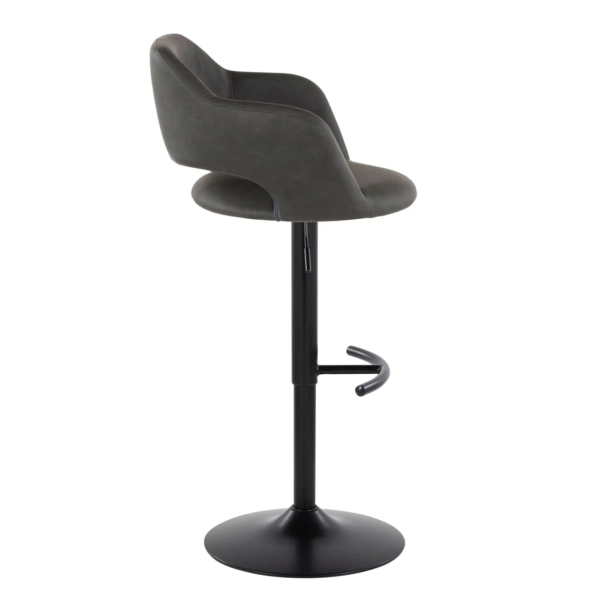 Margarite adjustable barstool with swivel, rounded T-footrest and dark gray upholstery (set of 2) on Tampa Home & Garden Store