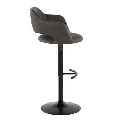 Margarite adjustable barstool with swivel, rounded T-footrest and dark gray upholstery (set of 2) on Tampa Home & Garden Store
