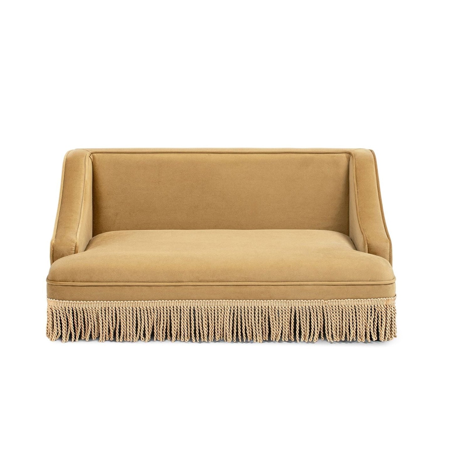 Duchess Pet Bed Sofa tan faux suede with fringe tassels by HouseOfZazla on Tampa Home & Garden Store