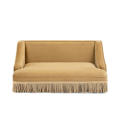 Duchess Pet Bed Sofa tan faux suede with fringe tassels by HouseOfZazla on Tampa Home & Garden Store