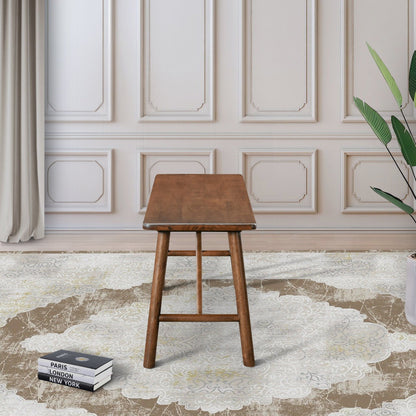 Walnut brown solid wood accent bench in mid-century style for living room decor on Tampa Home & Garden Store