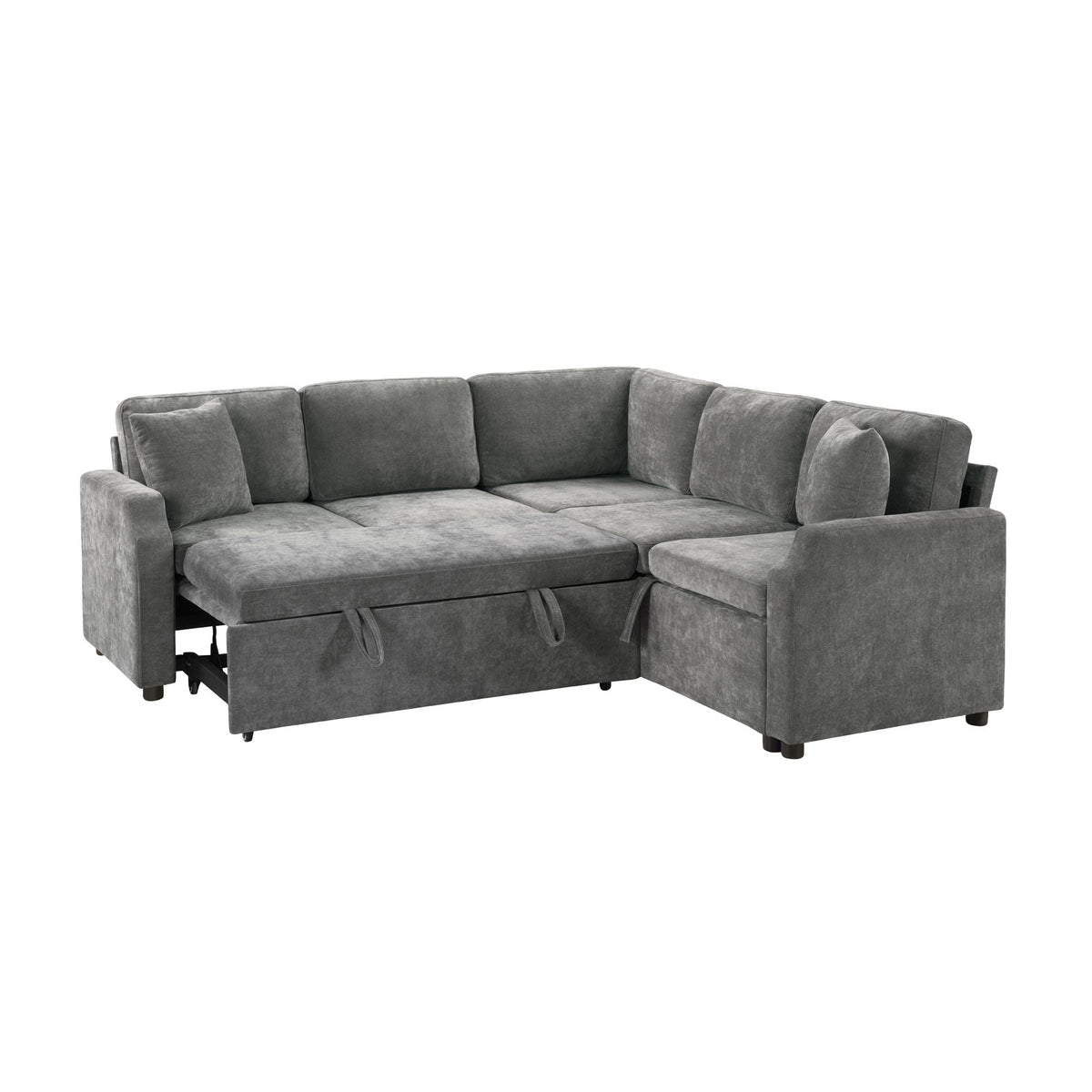 Modern L-shaped sleeper sectional sofa with hidden storage in grey upholstery by HouseOfZazla on Tampa Home & Garden Store