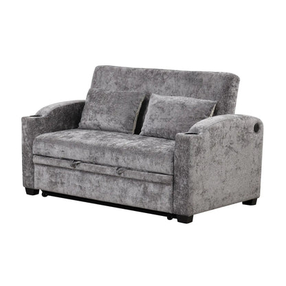 Pull Out Loveseat with Adjustable Backrest USB