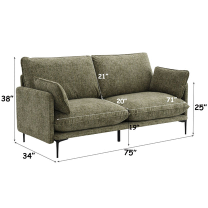 Dalton Compact Sofa With Green Pillow Covers