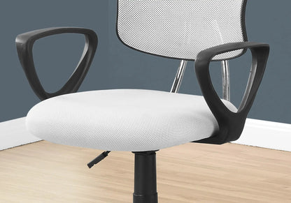 Office chair by Unique Piece Furniture, white mesh seat, black armrests, adjustable swivel on Tampa Home & Garden Store