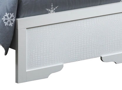 LED Elegant Bed white upholstered bed with crocodile-embossed footboard panel on Tampa Home & Garden Store