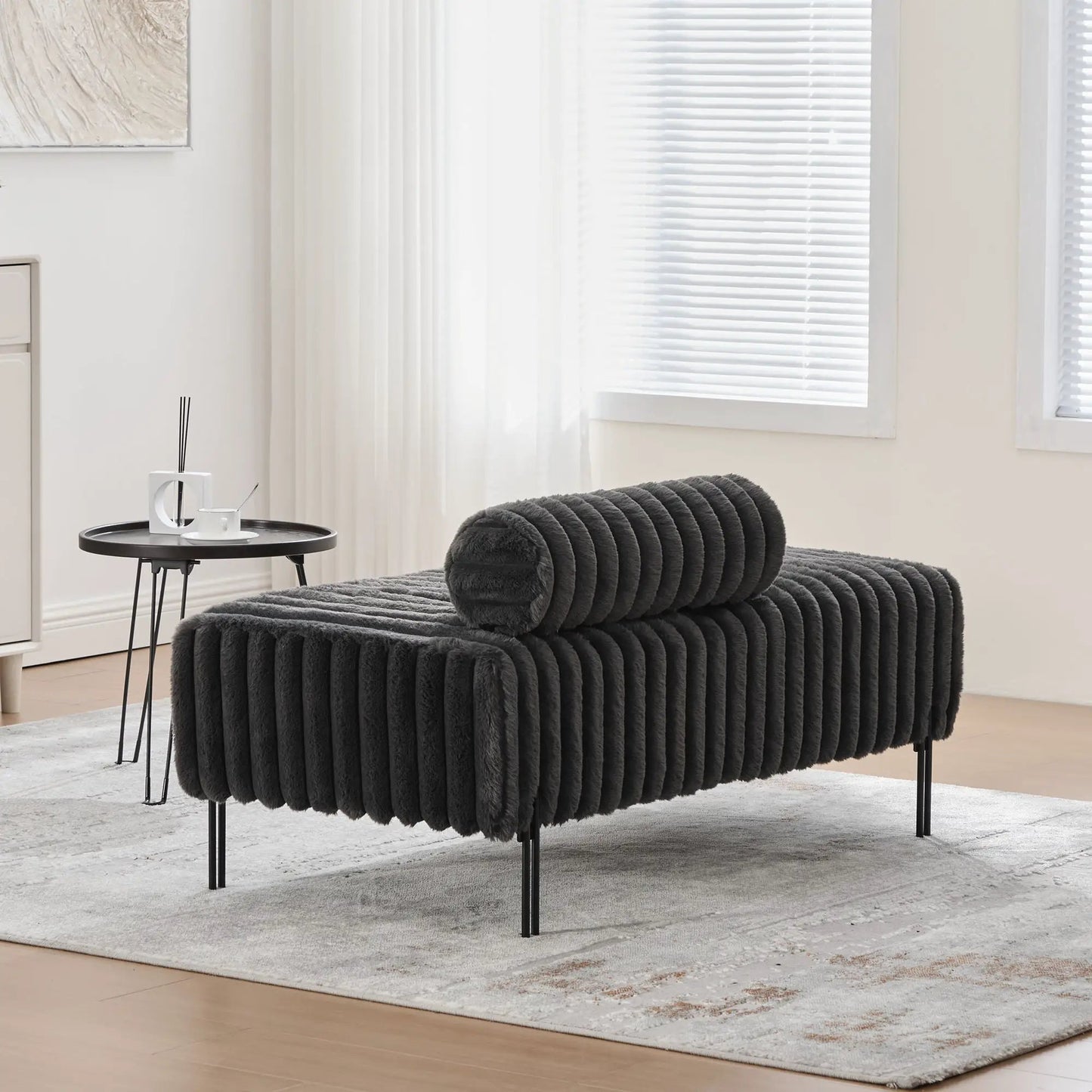 Mini Loveseat With Adjustable Backrest and Fur