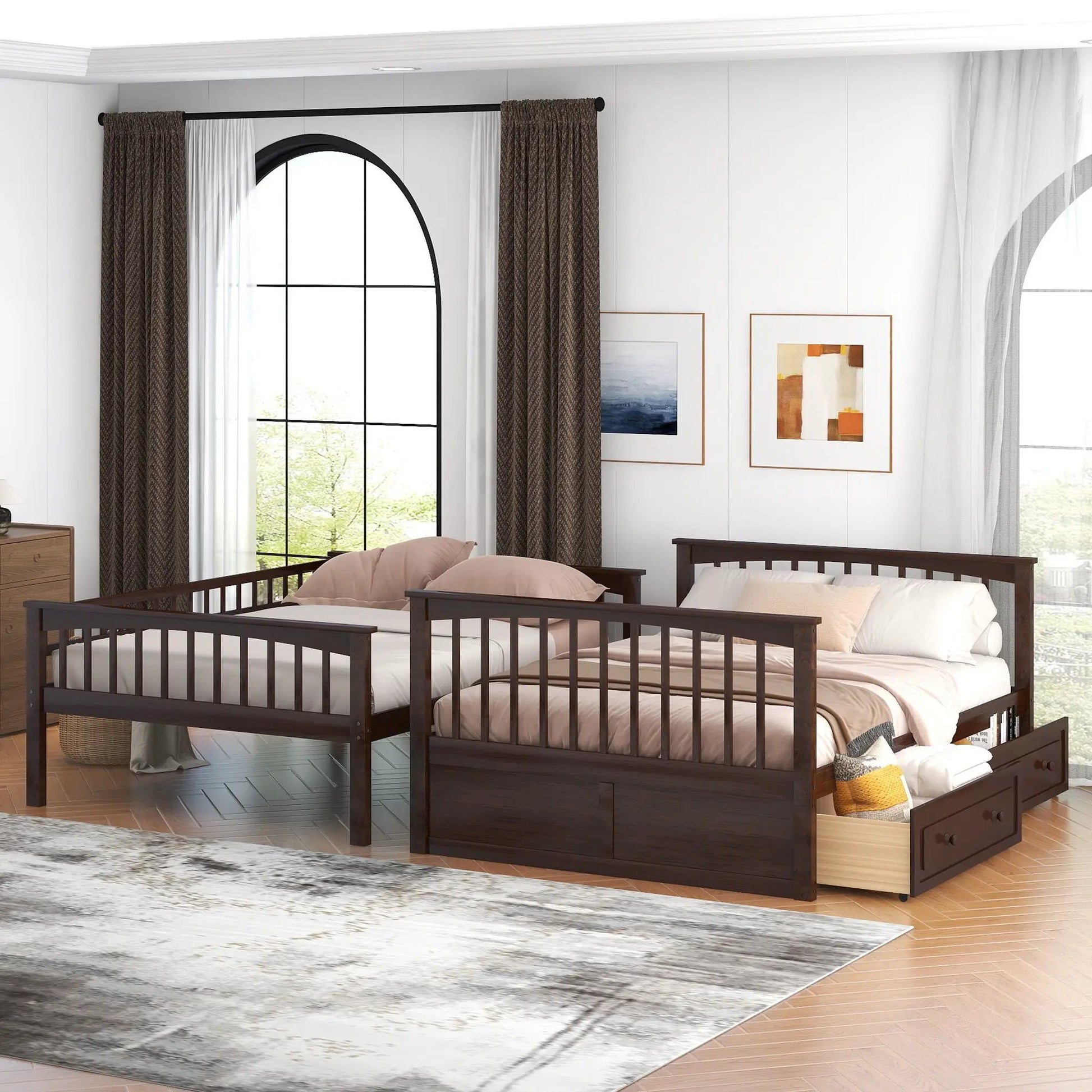 Bunk bed with drawers by Unique Piece Furniture, convertible twin beds storage on Tampa Home & Garden Store