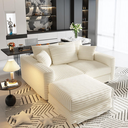 Deep Seat Sofa Bed With Ottoman and Soft Pillows