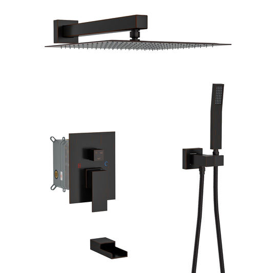 Wall Square Shower System with Waterfall Spout