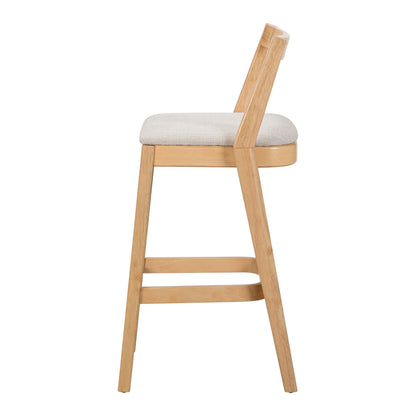 Jasper Indoor Barstool light rubberwood frame with beige fabric seat on Tampa Home & Garden Store
