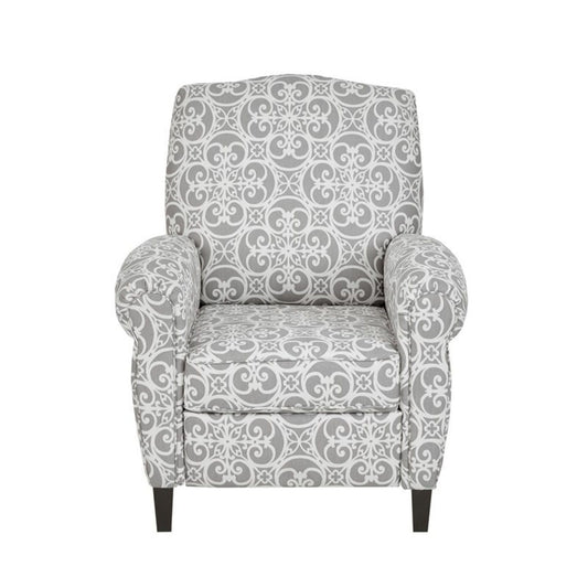 Kirby Transitional Push Back Recliner Chair gray damask upholstery by HouseOfZazla on Tampa Home & Garden Store