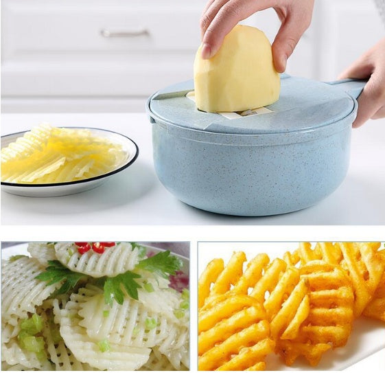 8-in-1 mandoline slicer blue Perfecsy with peeler and grater for potatoes and vegetables on Tampa Home & Garden Store