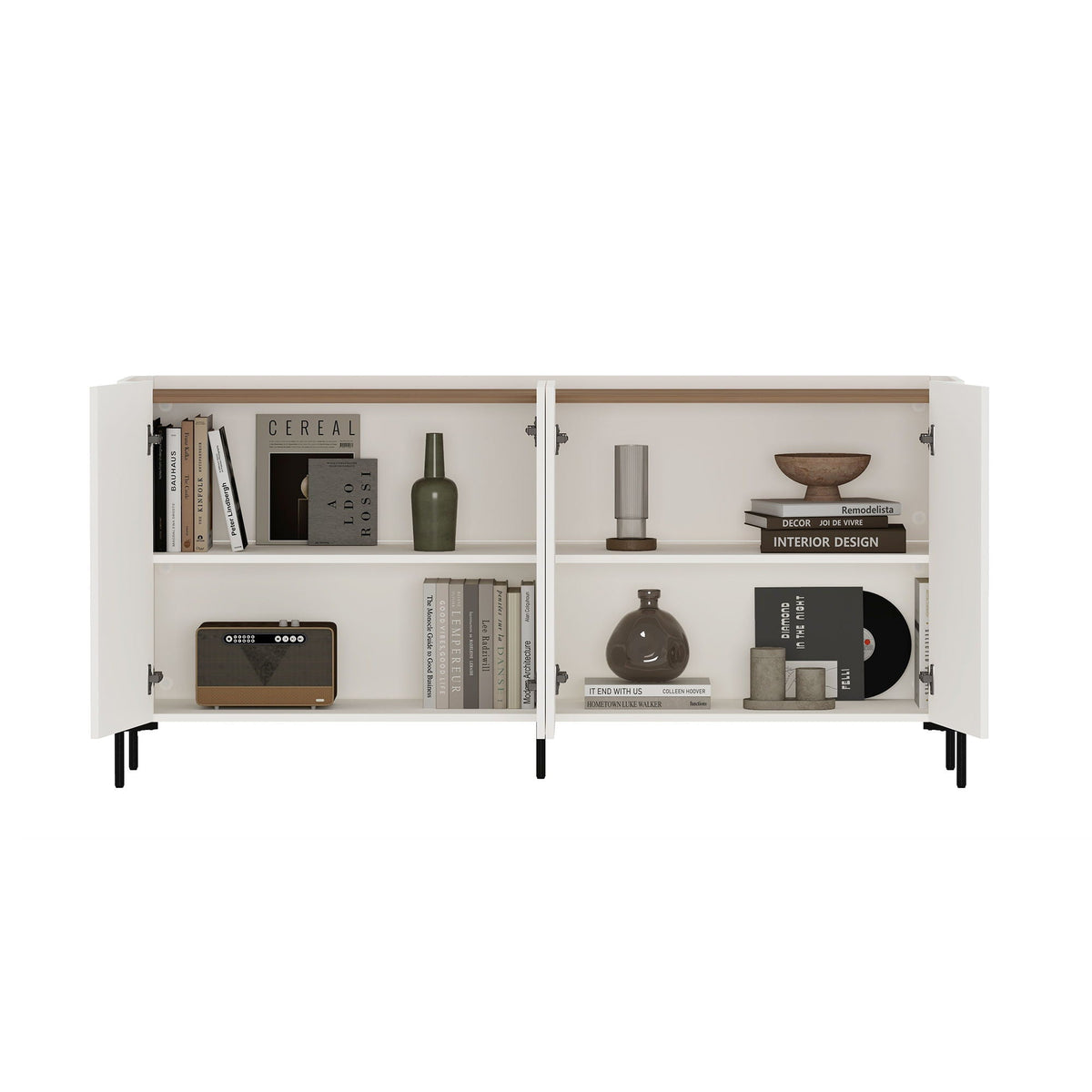 Abbey Sideboard with adjustable shelves in white with light wood interior by HouseOfZazla on Tampa Home & Garden Store
