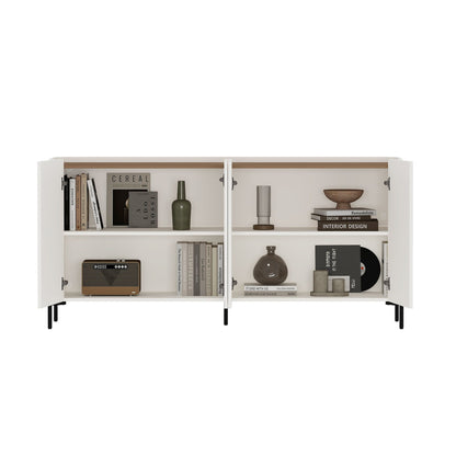 Abbey Sideboard with adjustable shelves in white with light wood interior by HouseOfZazla on Tampa Home & Garden Store