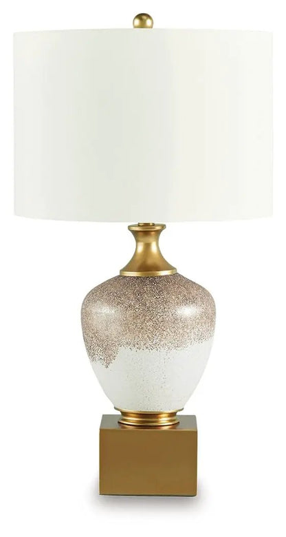 Tavisburg Glass Table Lamp Brown White Gold