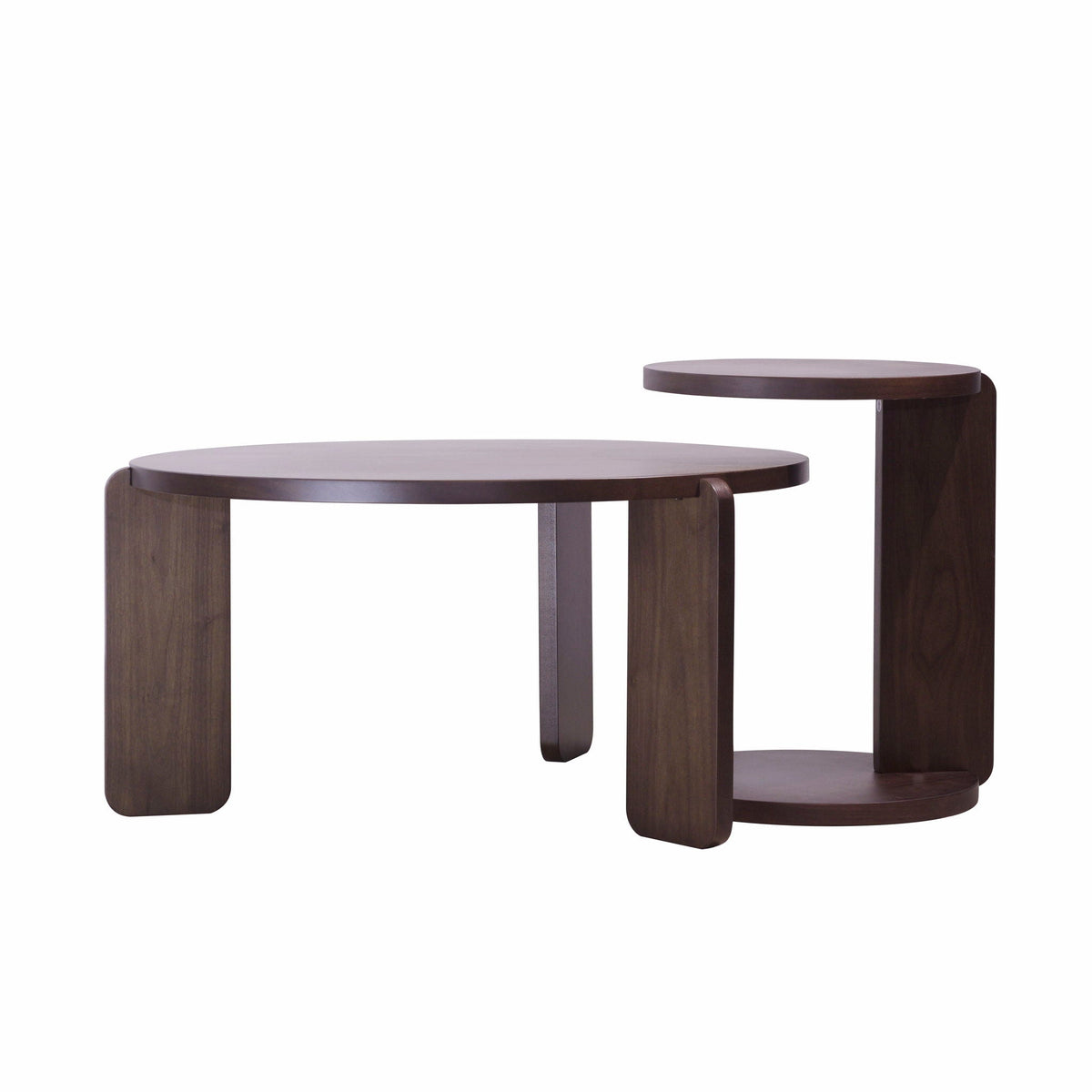 Round coffee and end table set in dark brown wood by HouseOfZazla on Tampa Home & Garden Store