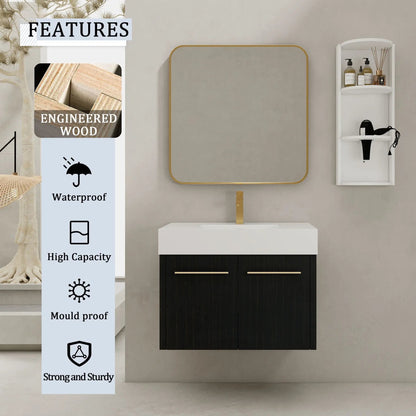 Modern Wall Mounted Vanity with Resin Sink Rack