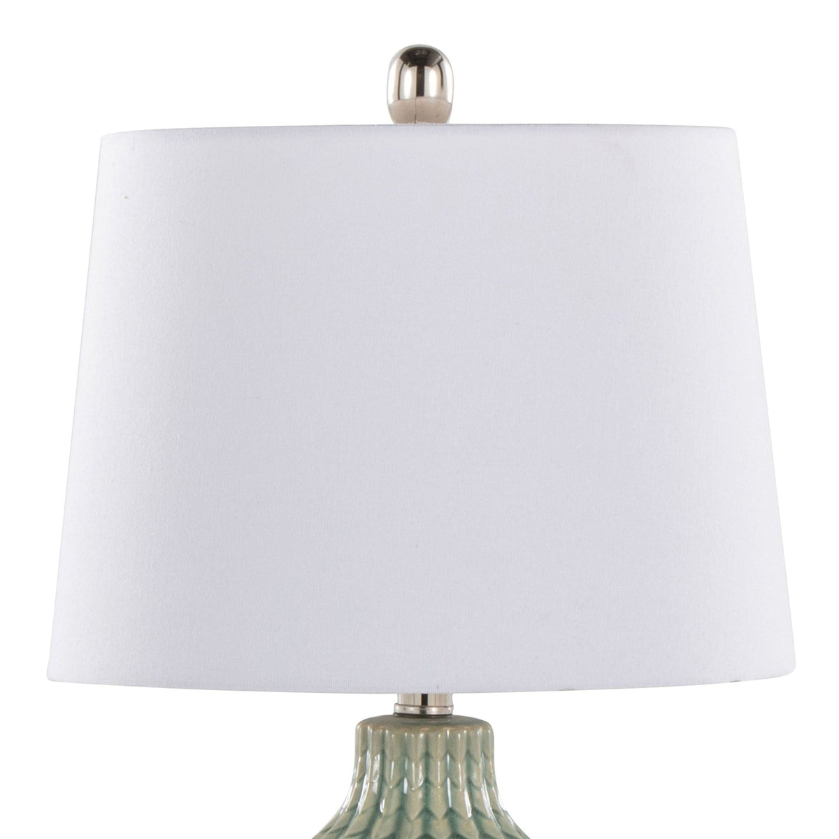 Rockwell lamp set of 2 with white shade and chrome finial; green ceramic base HouseOfZazla on Tampa Home & Garden Store
