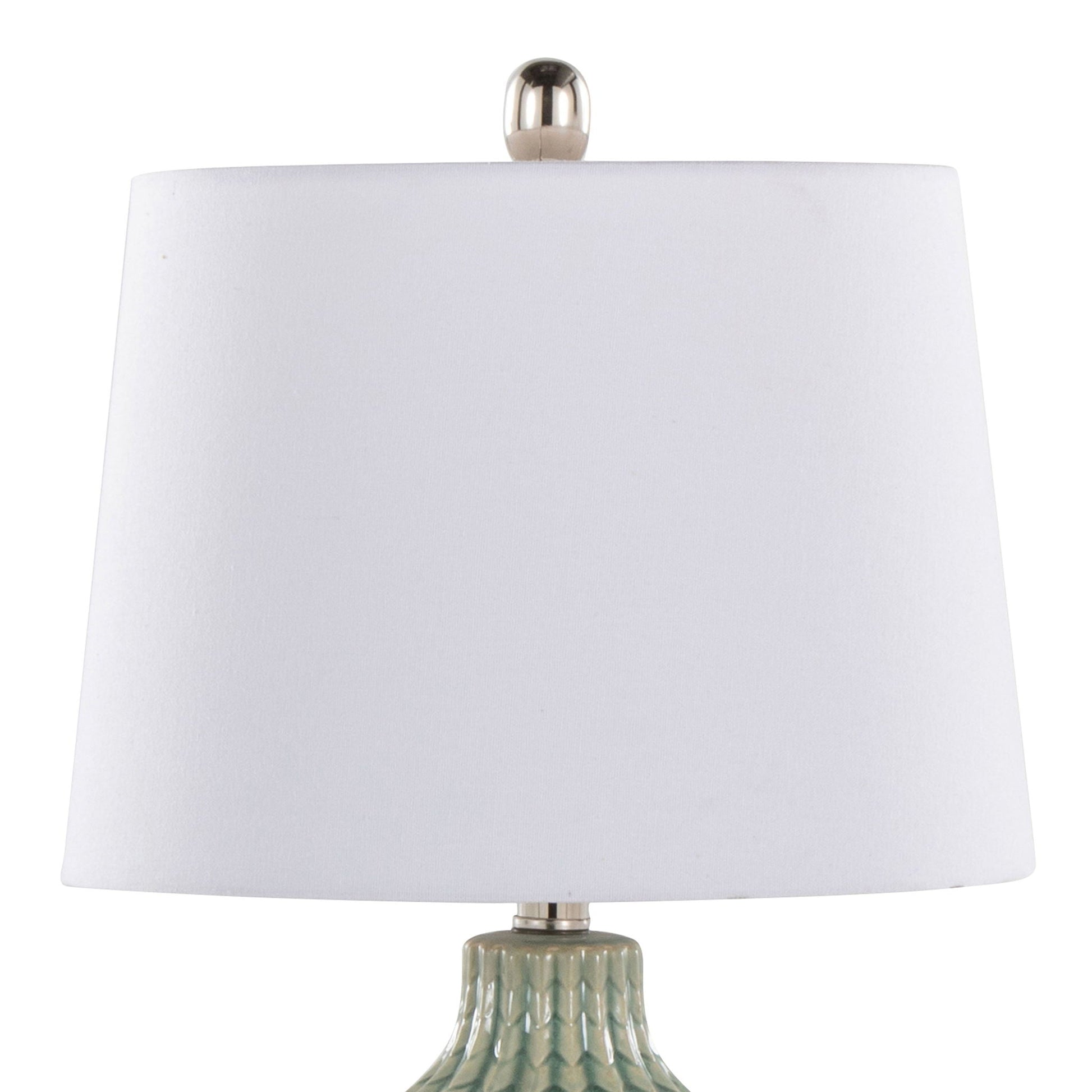 Rockwell lamp set of 2 with white shade and chrome finial; green ceramic base HouseOfZazla on Tampa Home & Garden Store