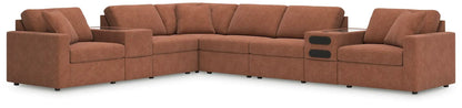 Modmax Sectional Spice, stationary sofa in spice fabric with console by Unique Piece Furniture on Tampa Home & Garden Store