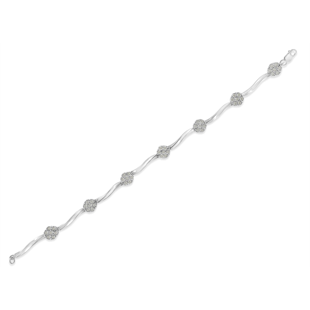 Sterling Silver bracelet .925 1.0 cttw Diamond Cluster Miracle-Set, 7-inch tennis bracelet on Tampa Home & Garden Store