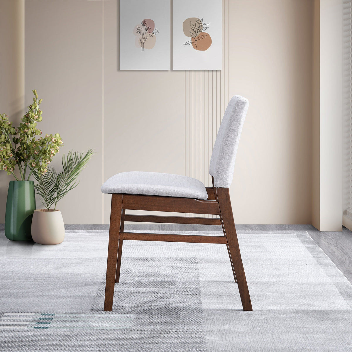 Brown light gray dining chairs set with solid wood frame by HouseOfZazla set of 2 for kids on Tampa Home & Garden Store