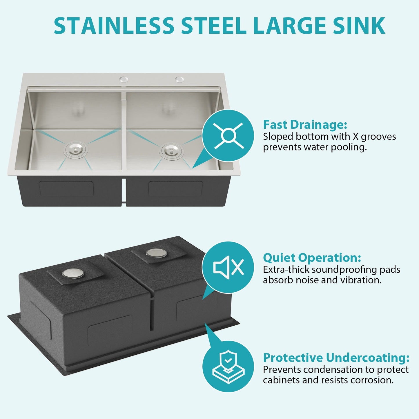 Topmount Double Bowl Kitchen Sink For Home