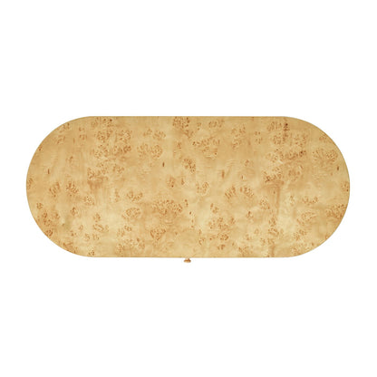 Oval Burl Wood Veneer Computer Desk with single center drawer by HouseOfZazla, light finish on Tampa Home & Garden Store