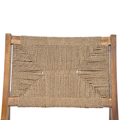 5 Piece Acacia Wood Outdoor Patio Dining Set woven rope seat with wooden frame close-up on Tampa Home & Garden Store